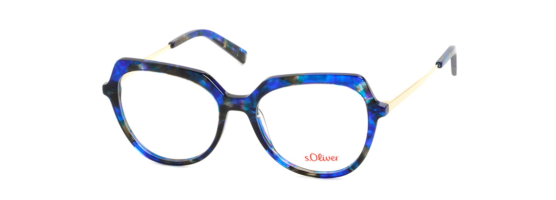 S.oliver SO 5005 02 53 blue pattern/gold eyewear – stylish optical frame available from Primy B2B eyewear wholesale.